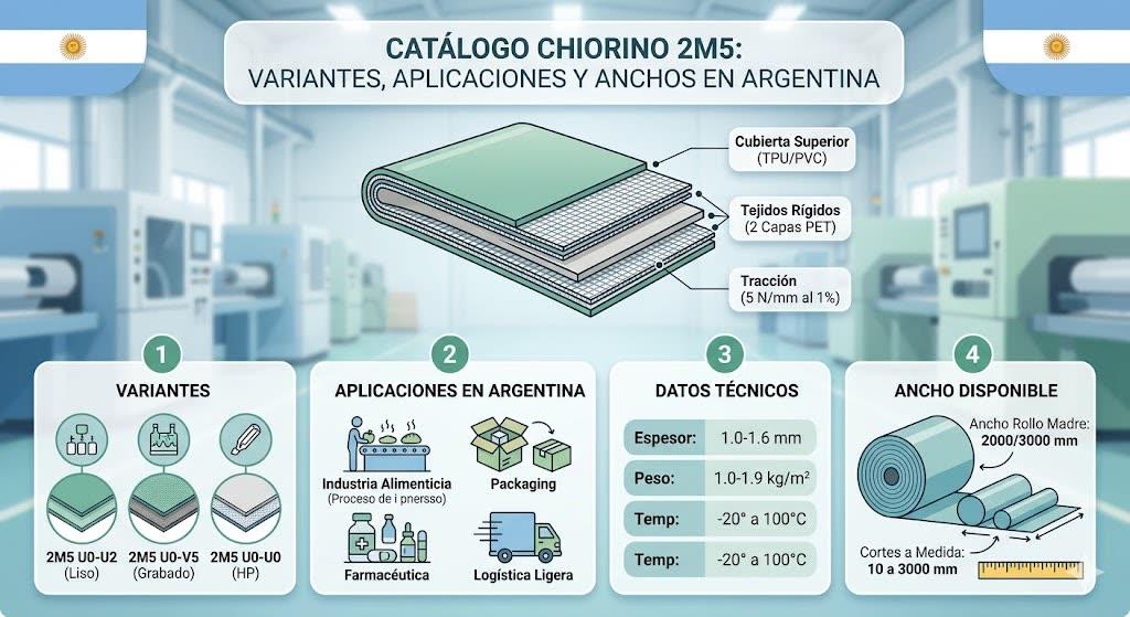 Catálogo Chiorino 2M5 — variantes U0-U1, U0-U2, HP PN BLUE y U0-V5 con stock Warbel Argentina