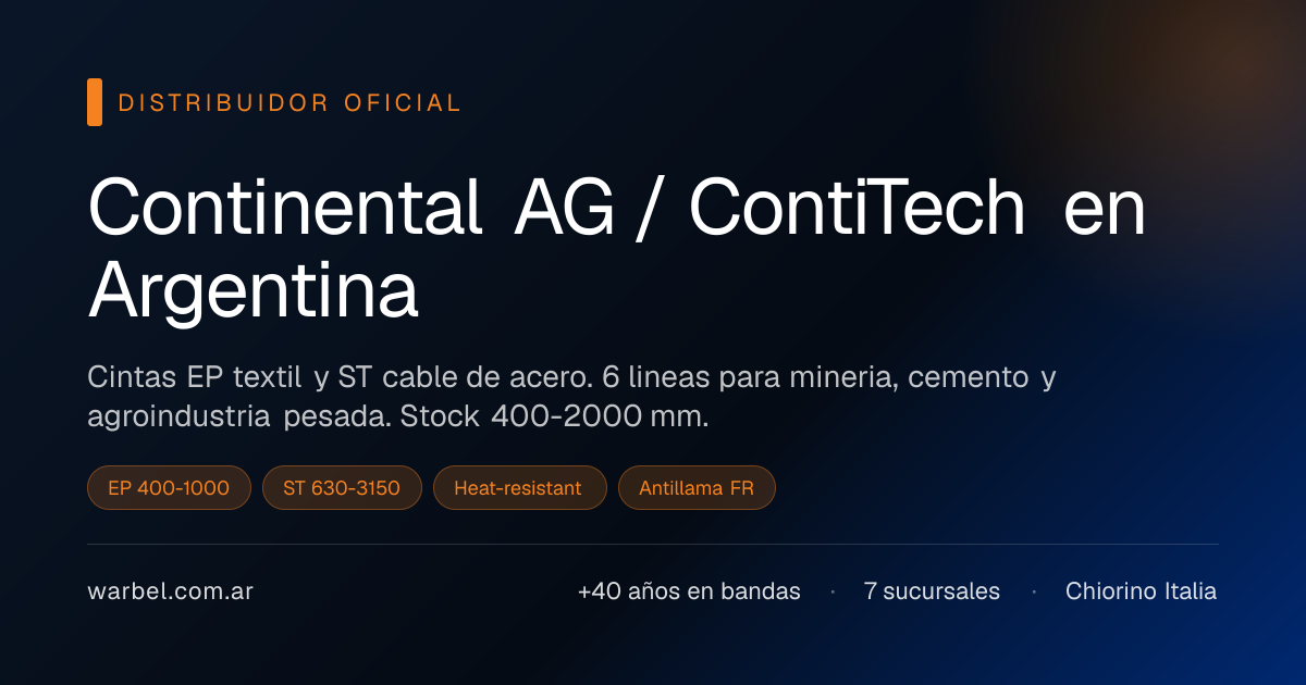Continental AG en Argentina — Distribuidor Oficial ContiTech | Warbel S.A.